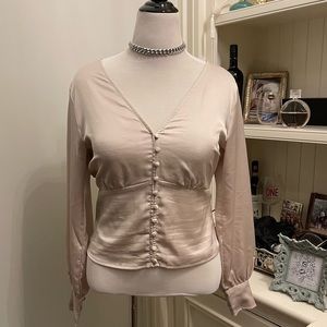 Abercrombie Champagne Satin Blouse with Buttons